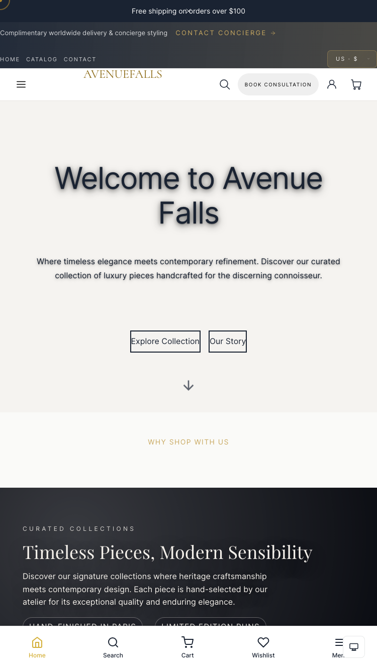 Avenue Luxe mobile view